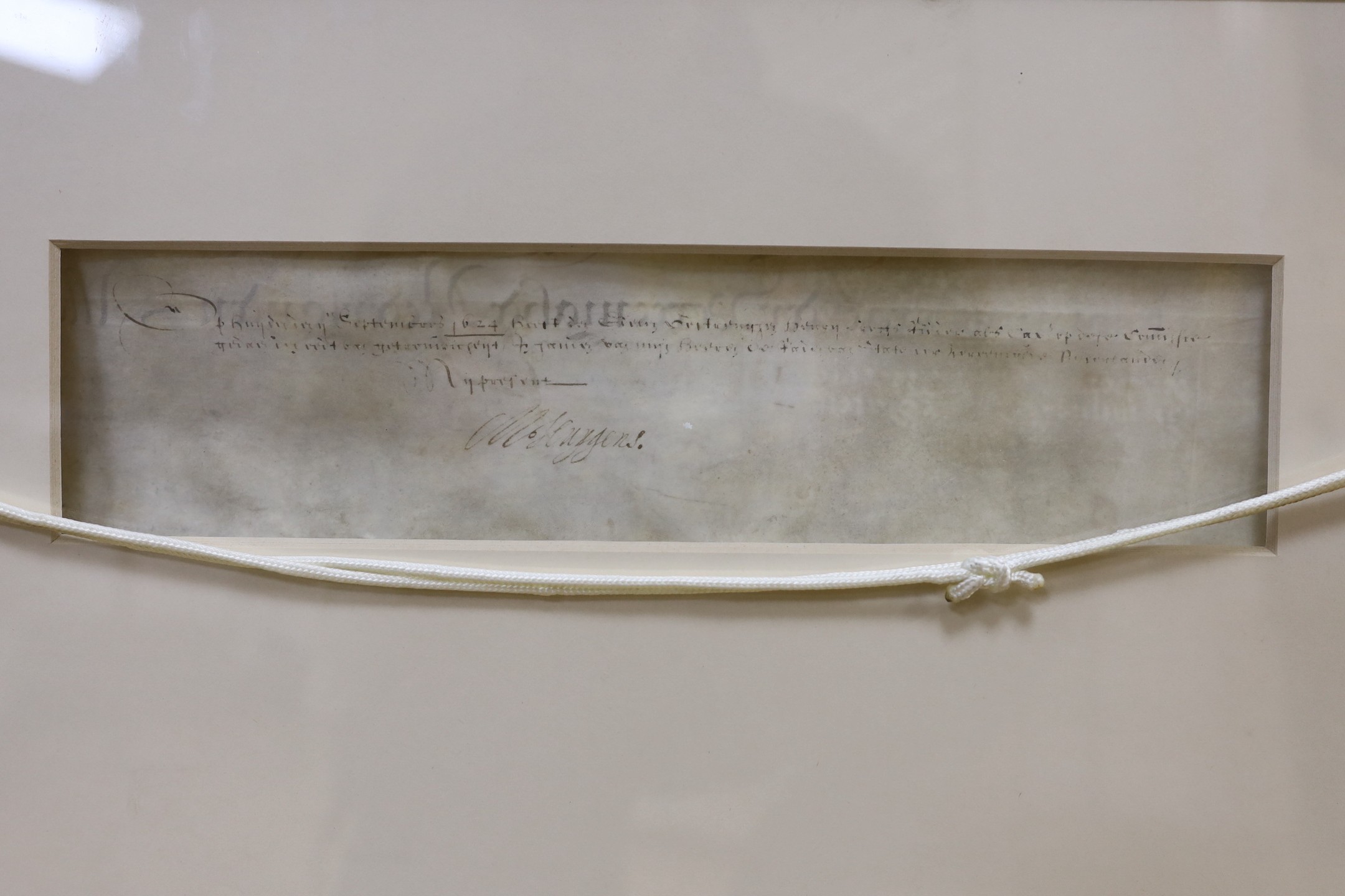 Sealed commission (in Dutch) issued by the States-General of the United Netherlands to Henry Crofts, knight, as a captain in the regiment commanded by Henry de Vere, eighteenth earl of Oxford; The Hague, 28 August 1624